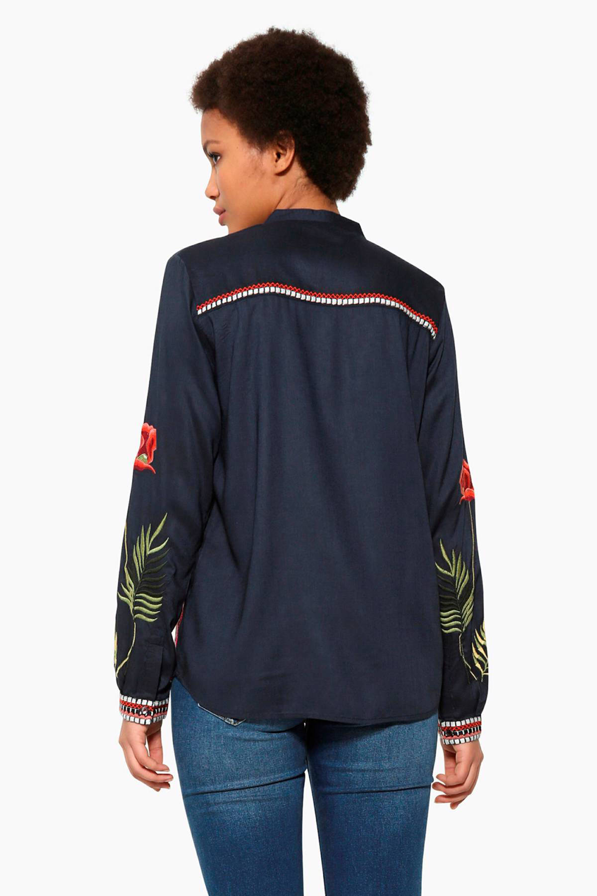 Haut Desigual Femme Taille M Noir Floral - Viscose, Manches Longues, Occasion Très Bon état, Motif Fleuri