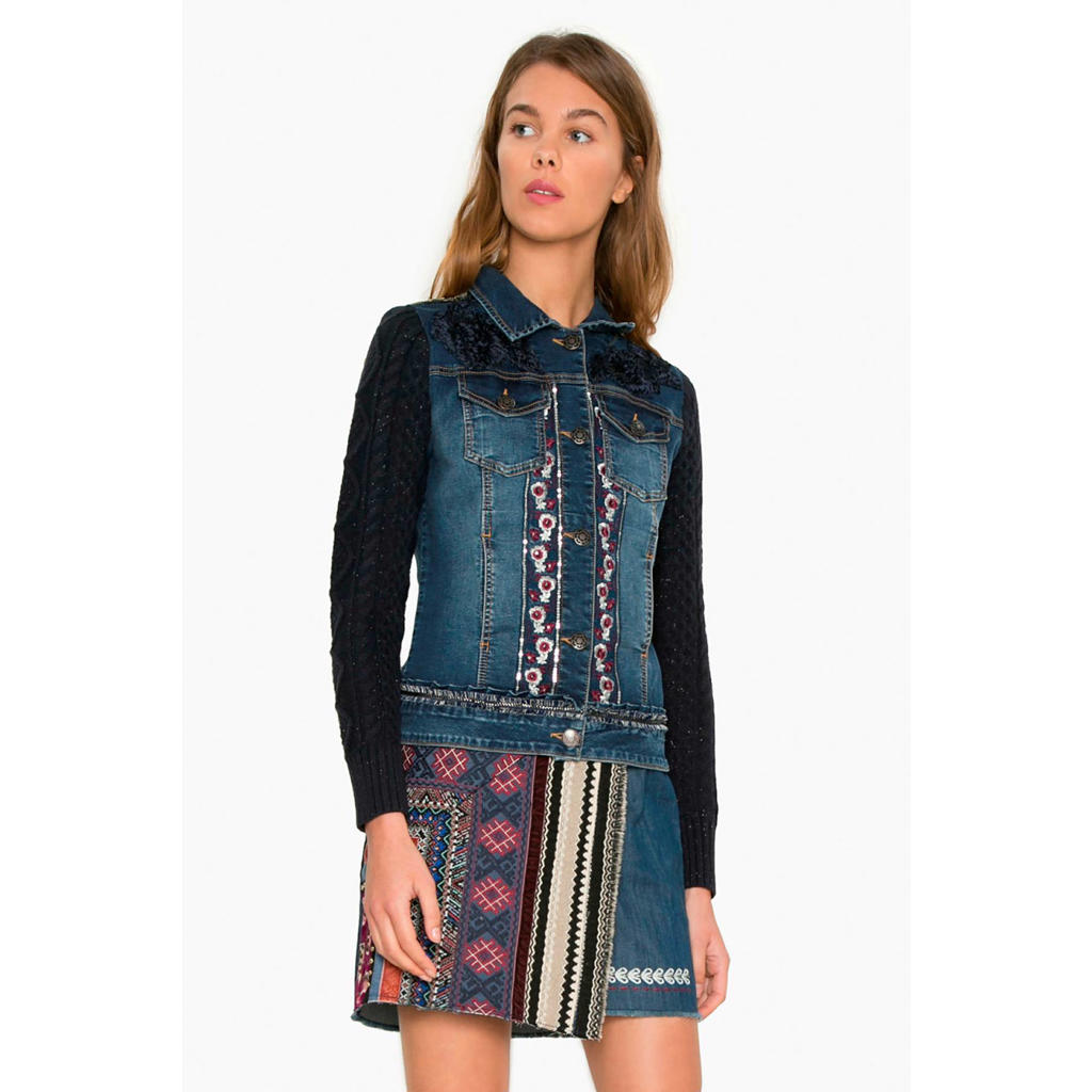 Lil Atelier Liva denim jacket spijkerjasje dark blue denim met hartjes Lil Atelier Liva denim jacket spijkerjasje dark blue denim met hartjes