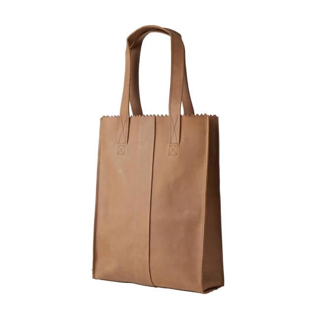 Verzakking compressie Leer MYOMY leren shopper My Paper Bag bruin | wehkamp