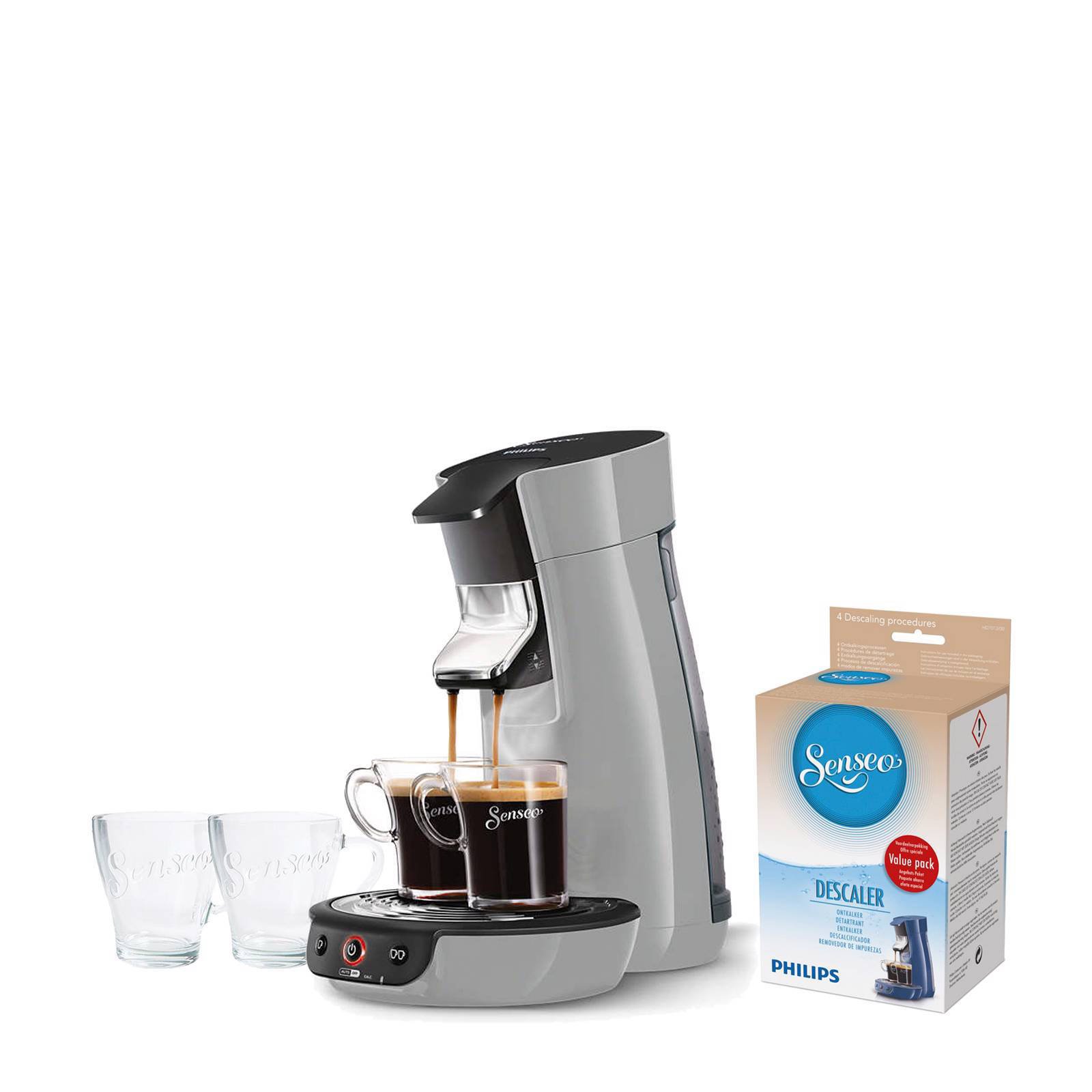 procent Lil premier Philips Senseo Viva Café koffiezetapparaat met 2 glazen en ontkalker HD7821  - Glazen.shop