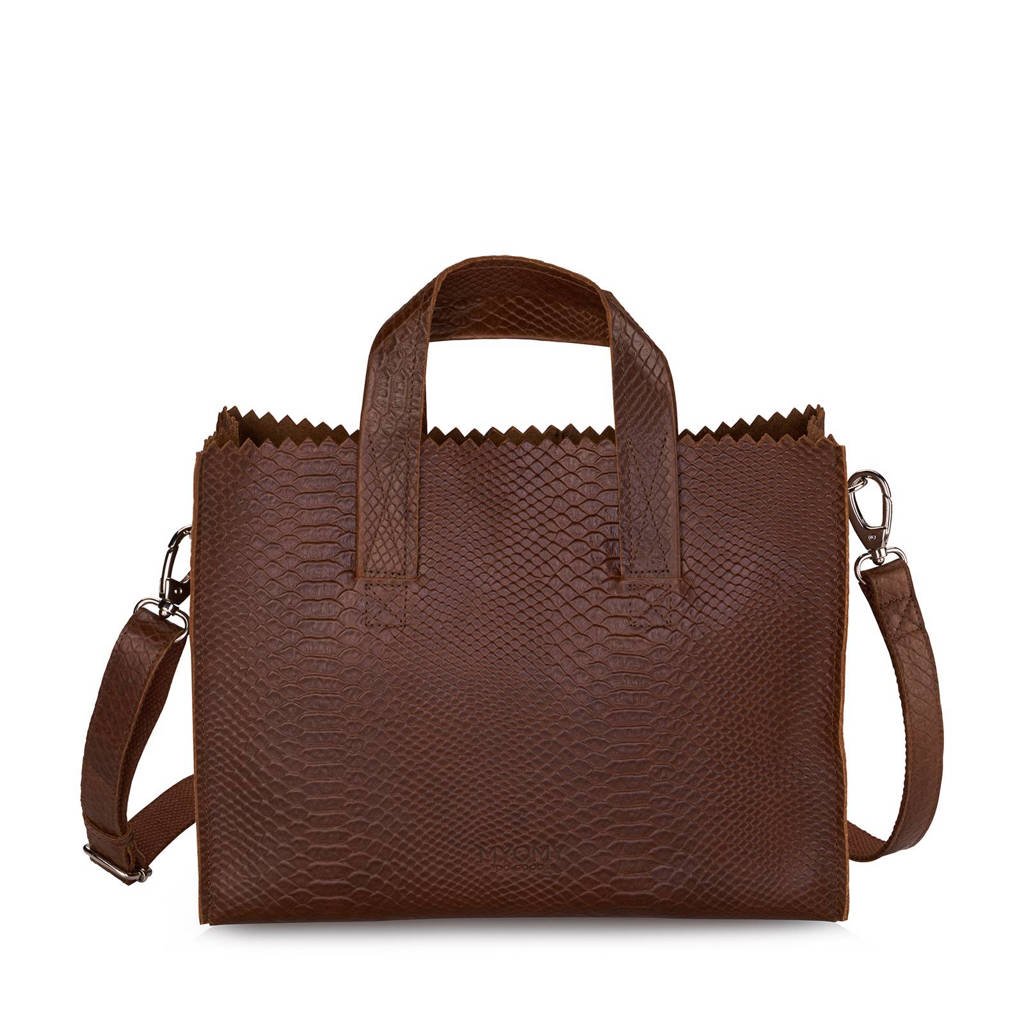 MYOMY MY PAPER BAG leren handtas, Ananconda brandy