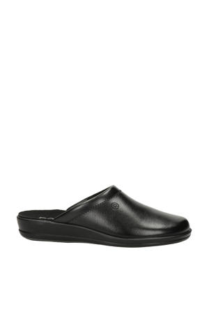 leren pantoffels zwart