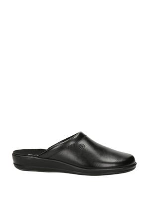 leren pantoffels zwart