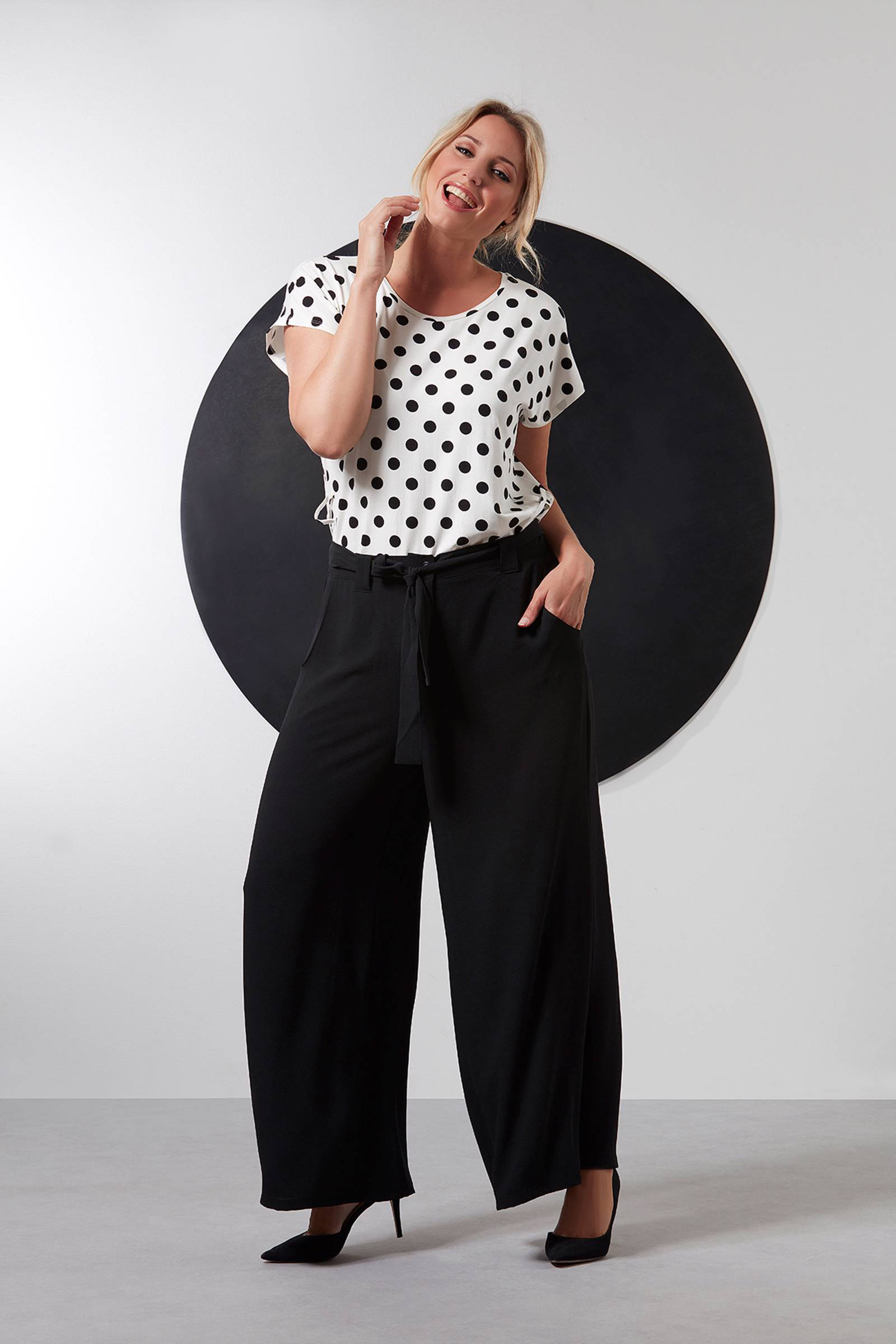 MS Mode palazzo broek met hoge taille zwart | wehkamp