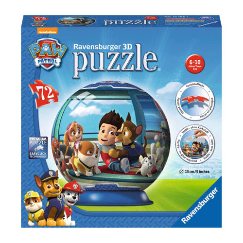 Ravensburger Paw Patrol Puzzleball 3D Puzzel 72 Stukjes ravensburger kopen in de aanbieding