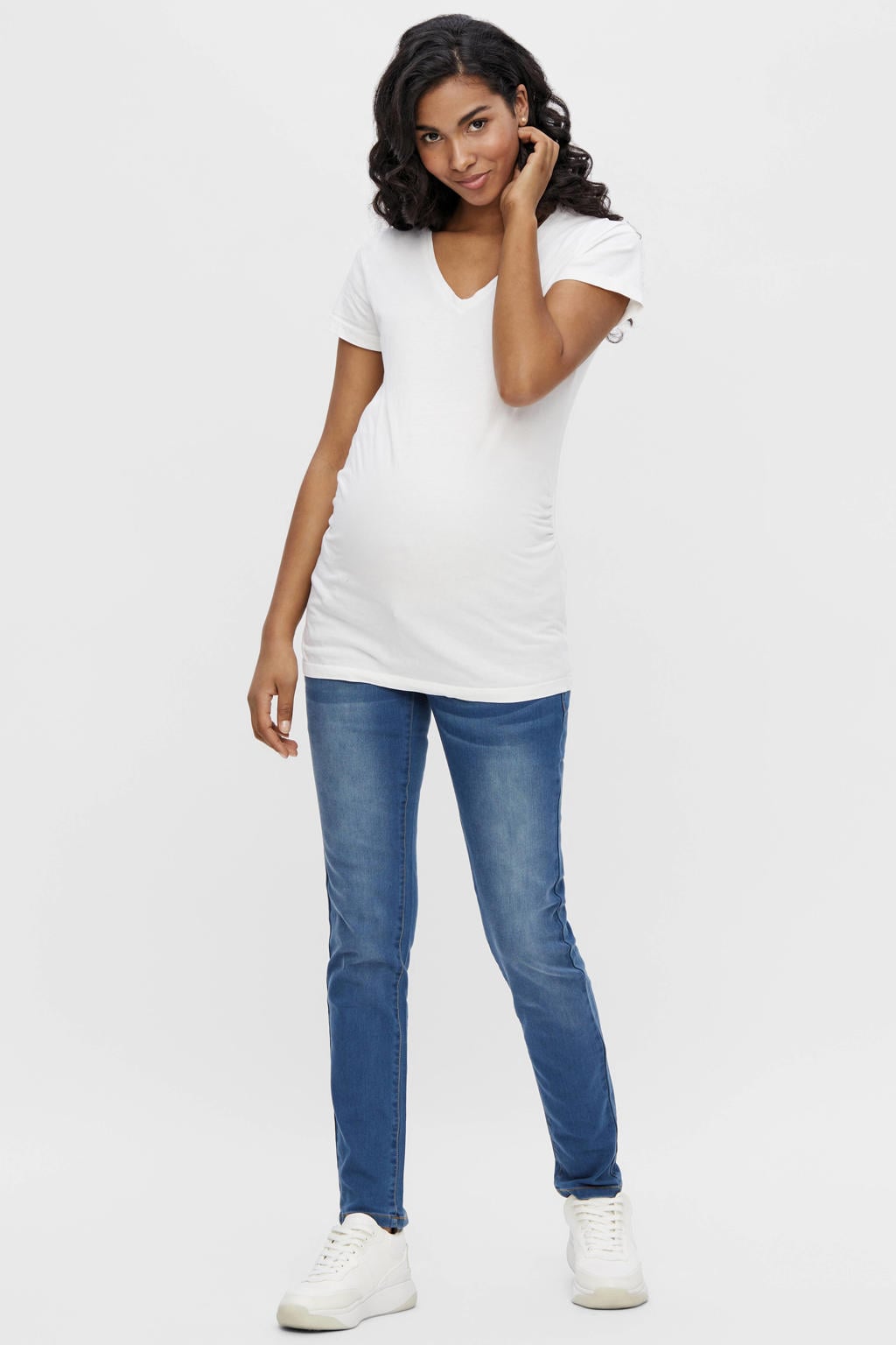 MAMALICIOUS slim fit zwangerschapsjeans MLFIFTY blauw