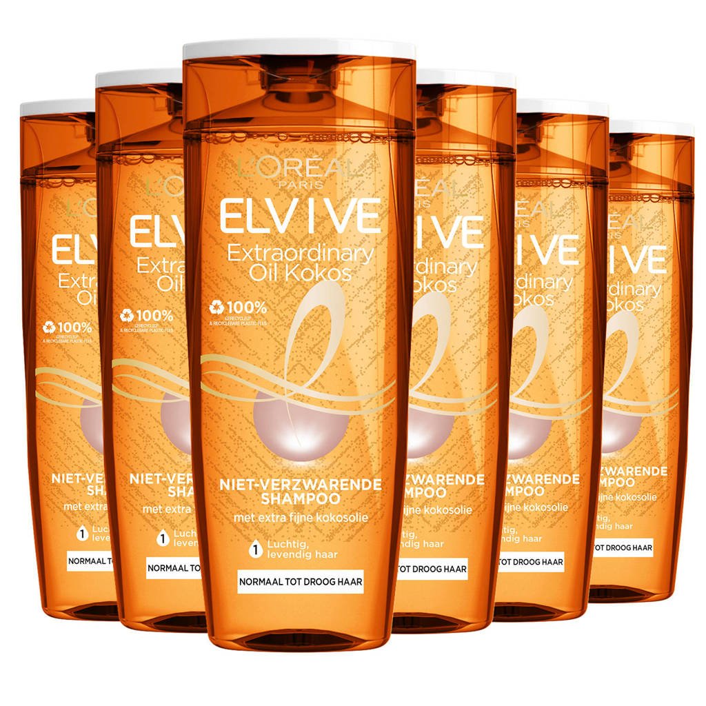 L'Oréal Paris Elvive Extraordinary Oil Kokos shampoo - 6 x 250 ml - voordeelverpakking