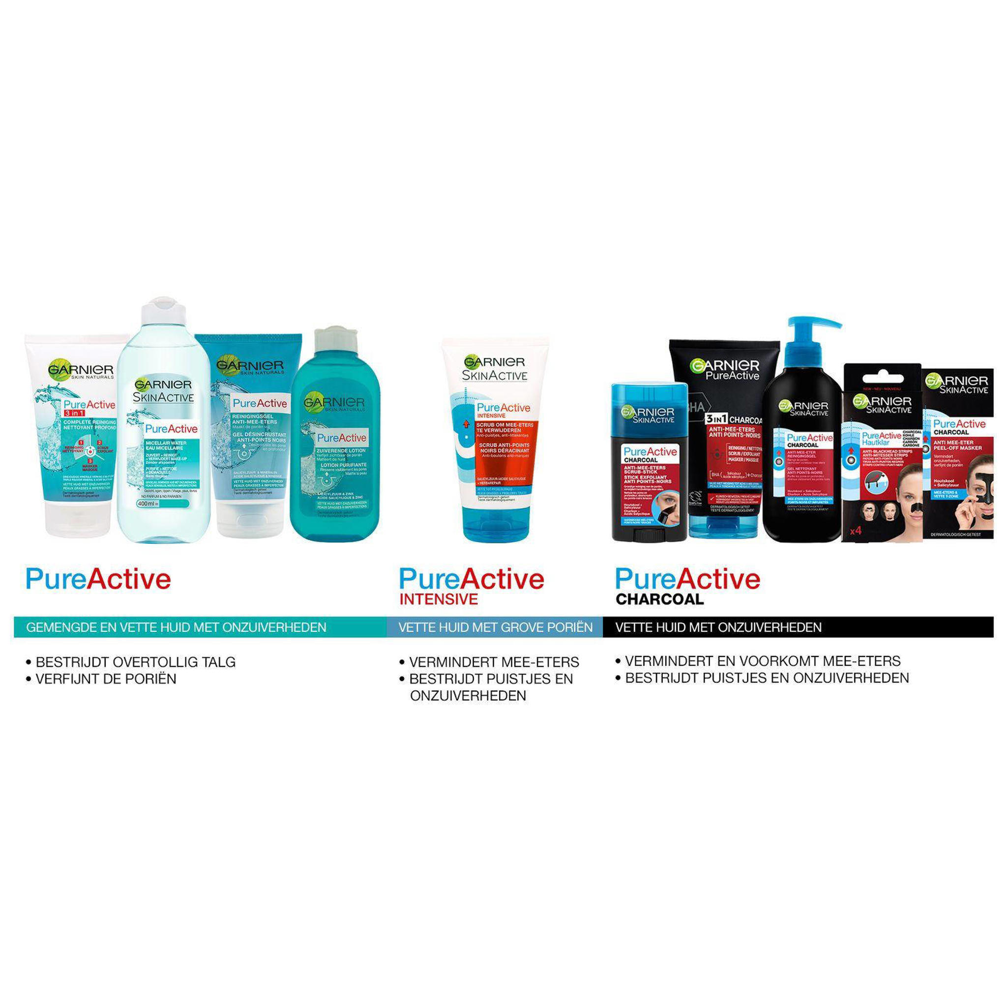 Garnier Skinactive Hautklar 3 In 1 Kohle Garnier Skinactive PureActive 3-in-1 Charcoal Anti Mee-Eters