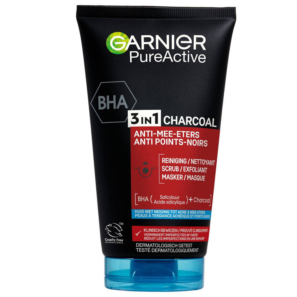 Garnier Skinactive PureActive 3-in-1 Charcoal Anti Mee-Eters gezichtsreiniging - 150 ml