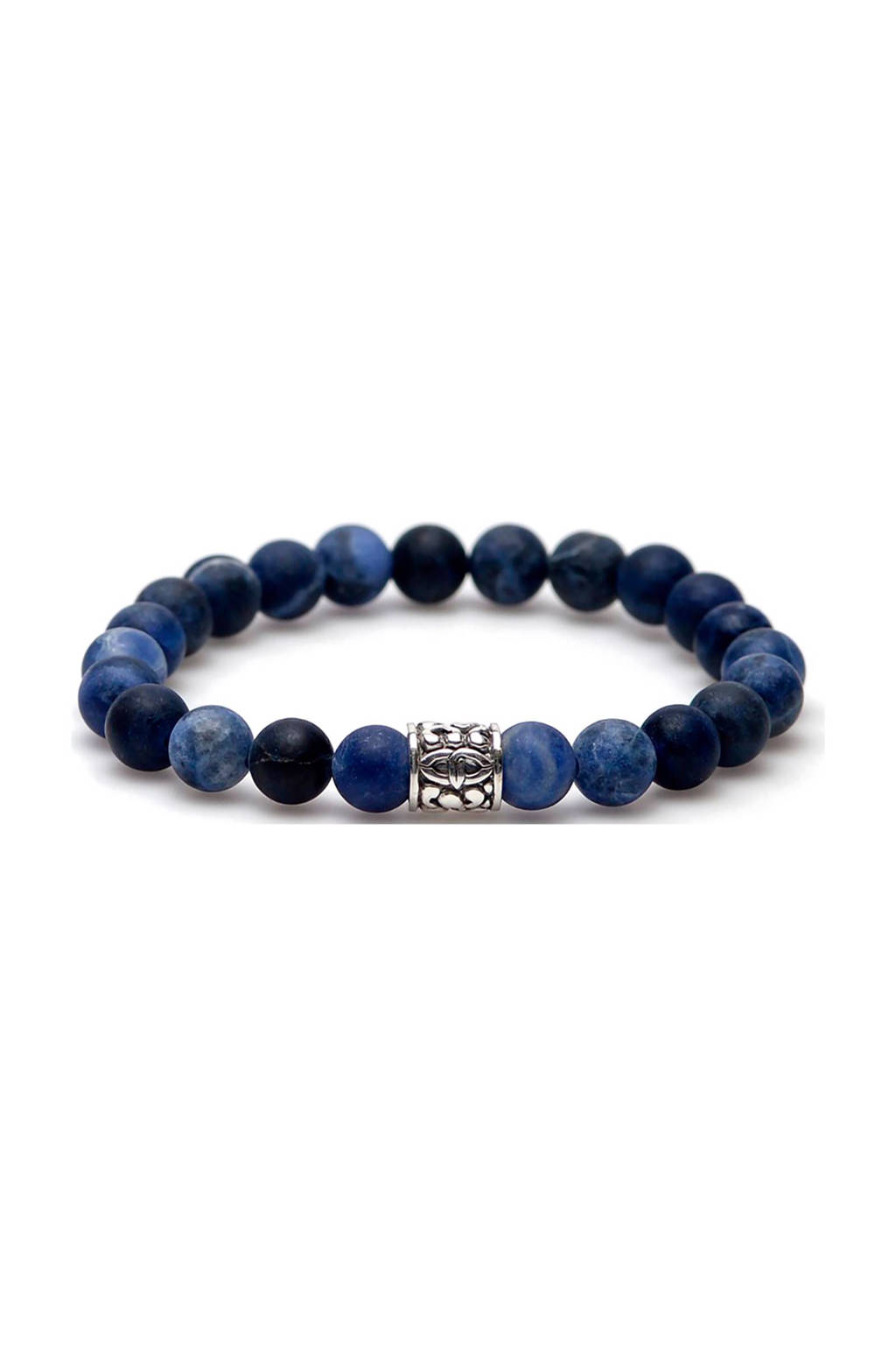 Karma Liquid Big Silver Logo Bead armband, Blauw