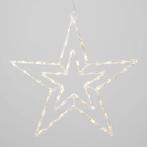LED acryl ster transparant/warmwit - 58x58 cm - 48 L - buiten - met stekker