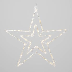 LED acryl ster transparant/warmwit - 58x58 cm - 48 L - buiten - met stekker