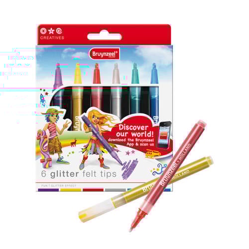 Bruynzeel Glitter Viltstiften 6 St bruynzeel kopen in de aanbieding