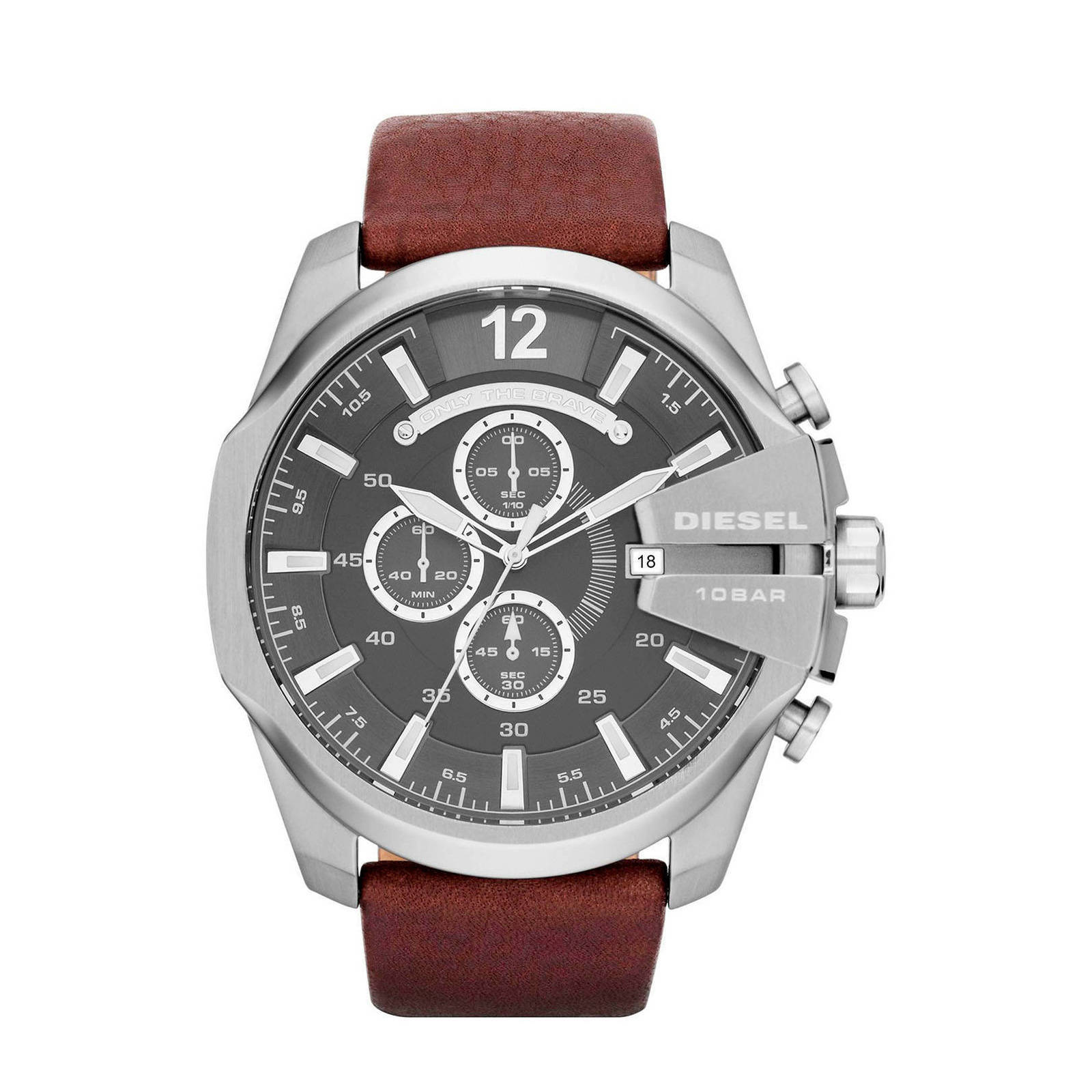 Diesel horloge Mega Chief DZ4290 bruin/zilverkleur | wehkamp