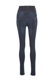 thumbnail: Donkerblauwe dames LOVE2WAIT skinny fit zwangerschapsjeans Sophia van stretchdenim met regular waist en effen