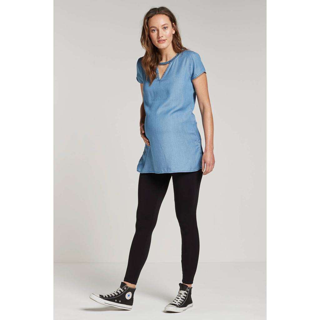 Zwarte dames LOVE2WAIT zwangerschapslegging van lyocell met skinny fit, regular waist, elastische tailleband en effen
