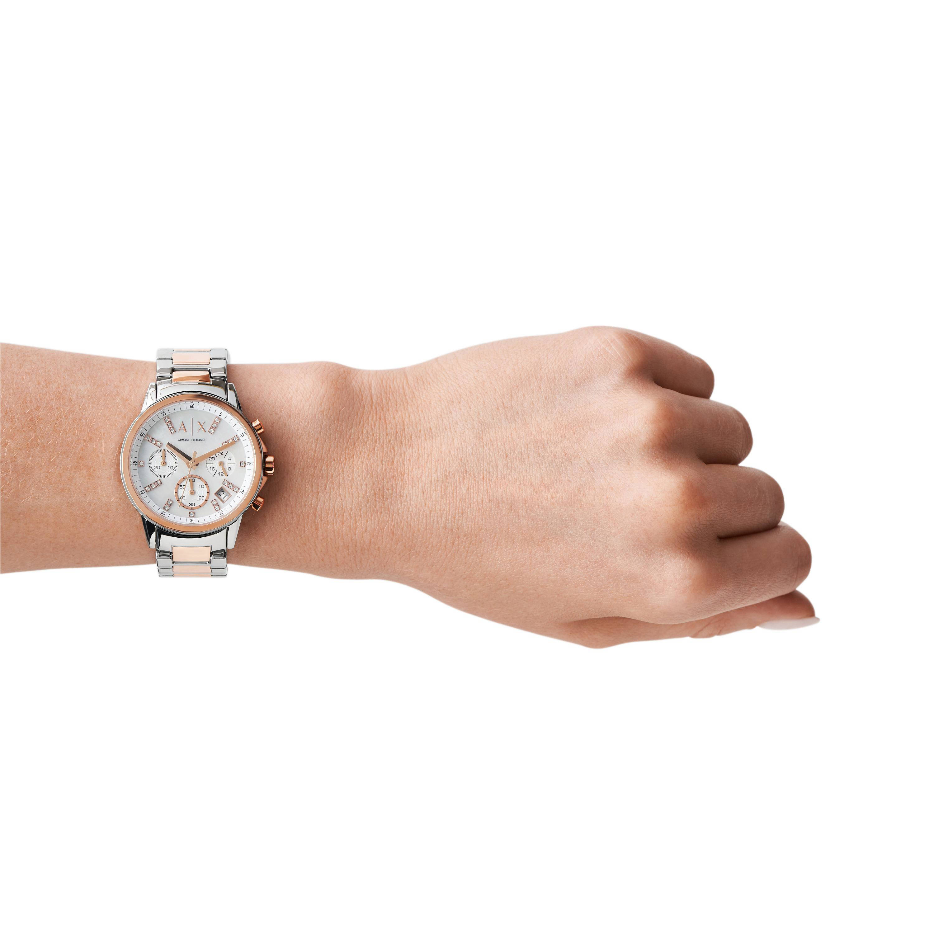 Armani Exchange horloge AX4331 Armani Exchange Zilver, rosé | wehkamp