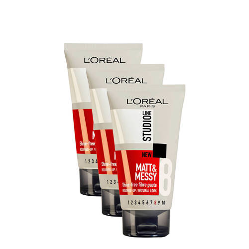 Loreal Paris Studio Line Mattmessy Fiber Haarpaste 3 X 150 Ml loreal kopen in de aanbieding