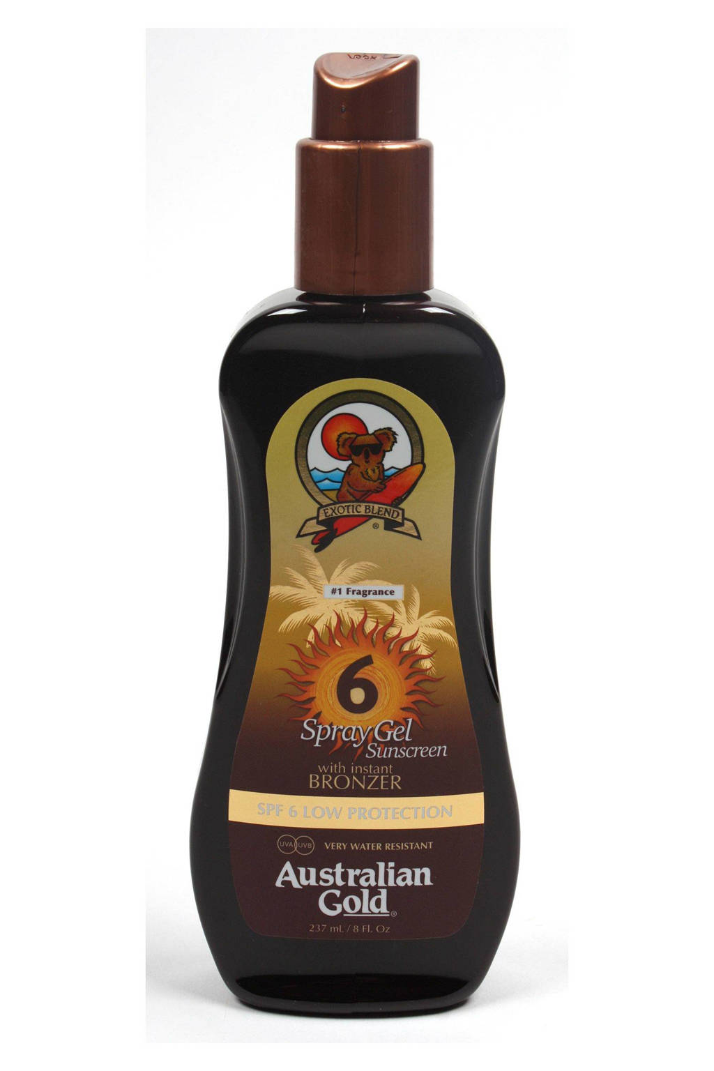 Australian Gold spray gel bronzer SPF 6 - 237 ml, Zonnefactor SPF 6