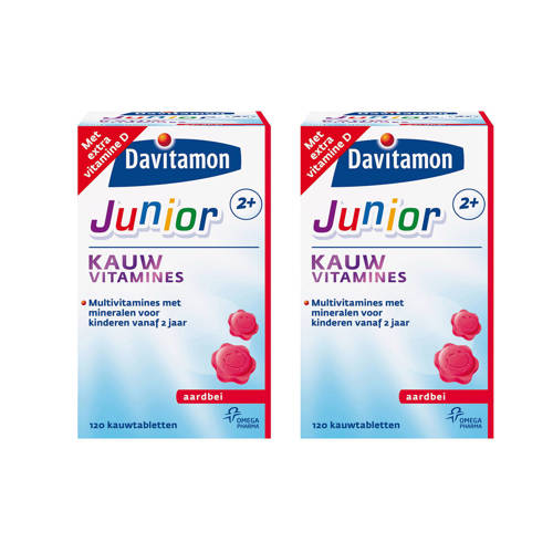 Davitamon Junior 2 Aardbei 2X 120 Kauwtabletten davitamon kopen in de aanbieding Davitamon Junior 2 Aardbei 2X 120 Kauwtabletten davitamon kopen in de aanbieding