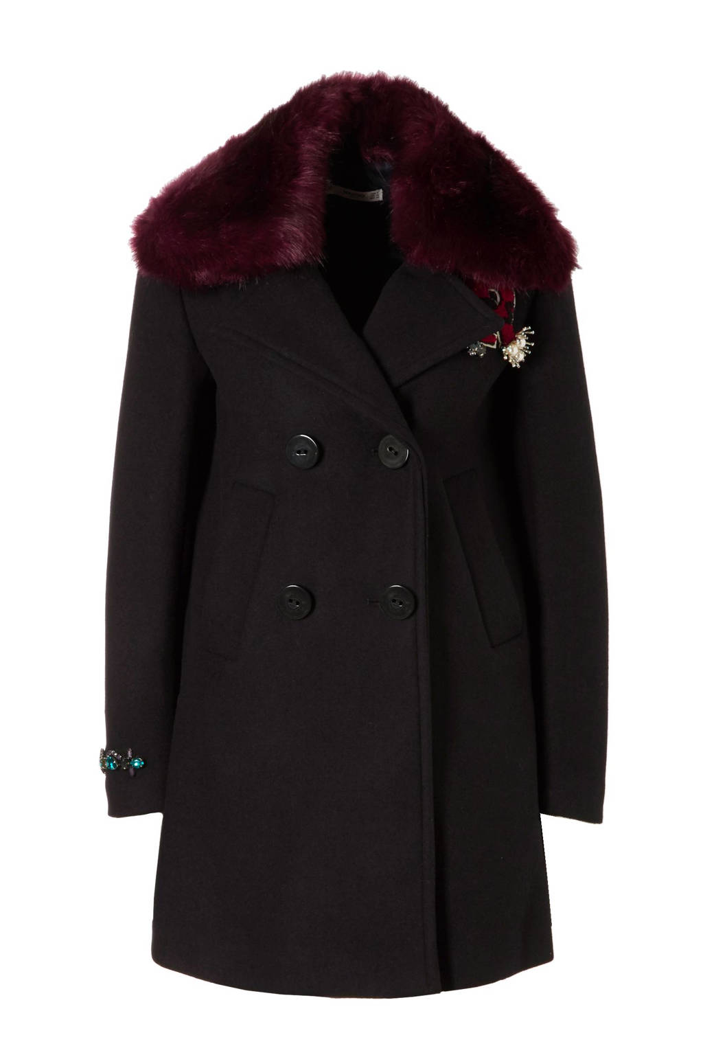 Mango coat met wol, Marineblauw