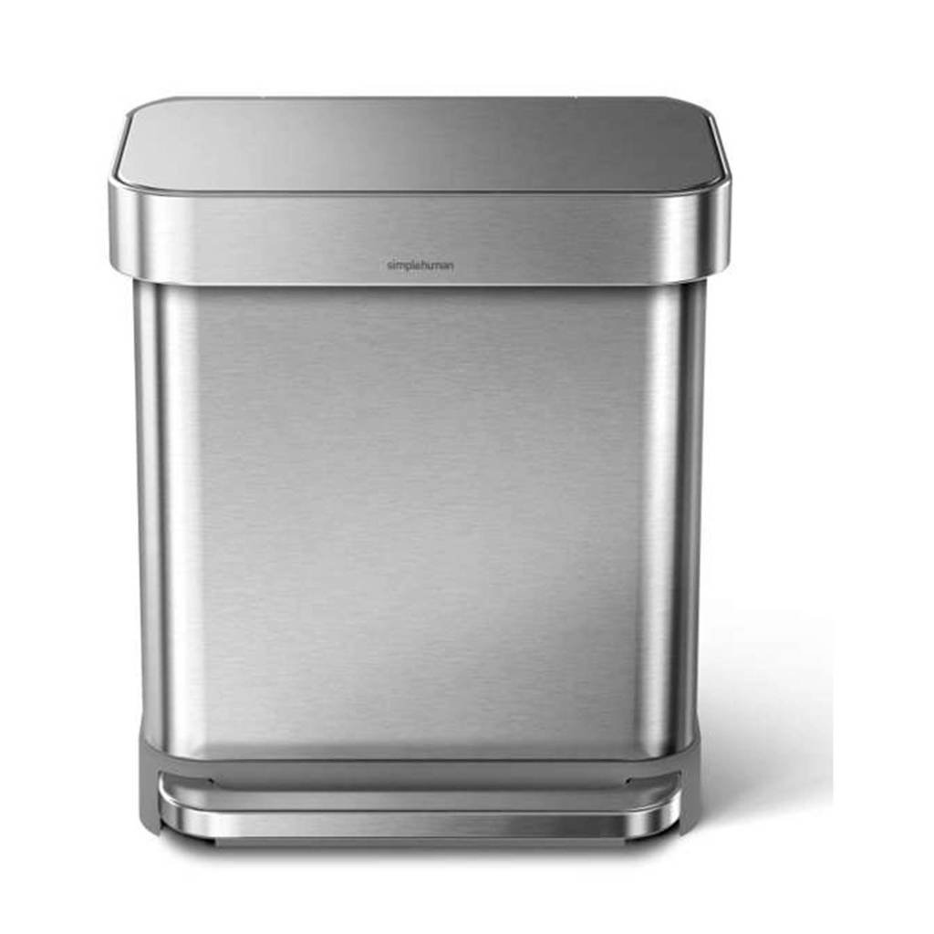 SimpleHuman pedaalemmer Rectangular met Liner Pocket rvs, 30 liter, RVS