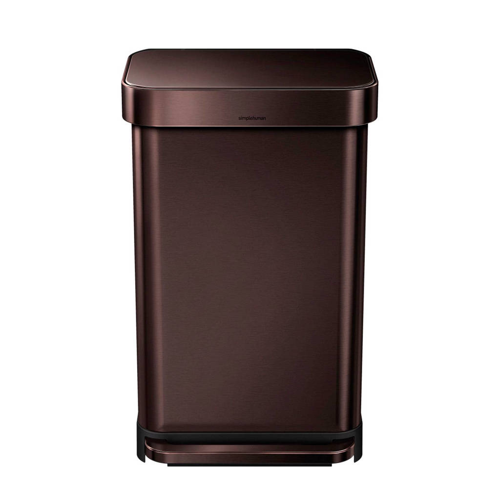 SimpleHuman pedaalemmer Rectangular met Liner Pocket Rvs 45 liter, Brons