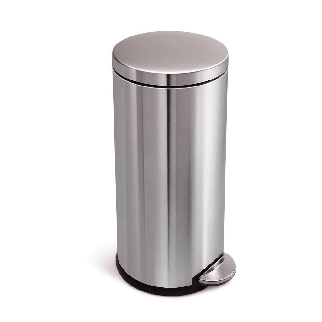 SimpleHuman pedaalemmer Round Step 30 liter, RVS