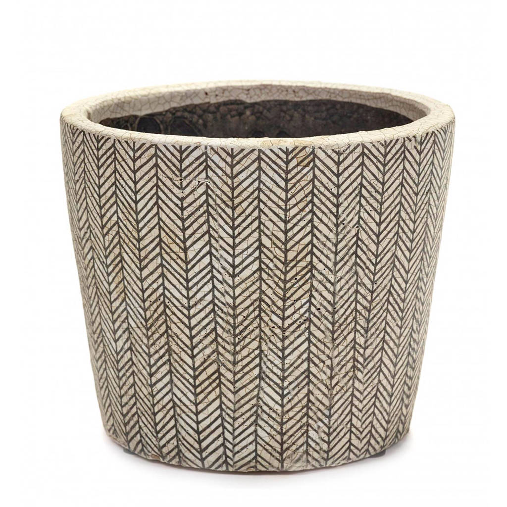 Serax bloempot Arrow, Roomwit/zwart