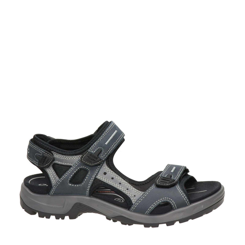 Antraciete heren Ecco Offroad leren outdoor sandalen van nubuck met profielzool en klittenband