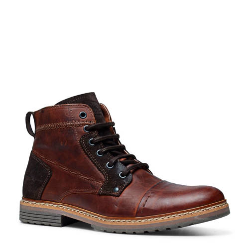 Manfield Leren Veterboots Donkerbruin manfield kopen in de aanbieding Manfield Leren Veterboots Donkerbruin manfield kopen in de aanbieding