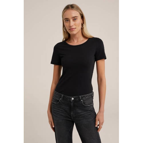 WE Fashion T-shirt met katoen zwart afbeelding