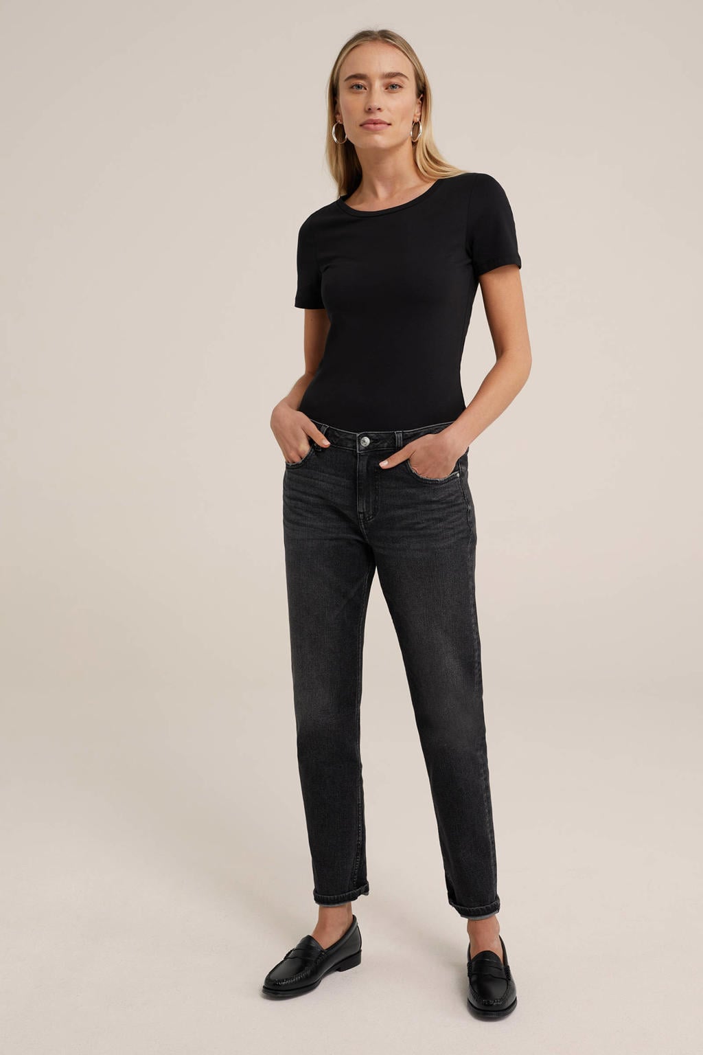 WE Fashion T-shirt met katoen zwart