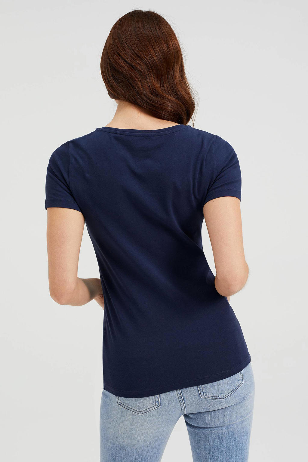WE Fashion T-shirt met biologisch katoen donkerblauw