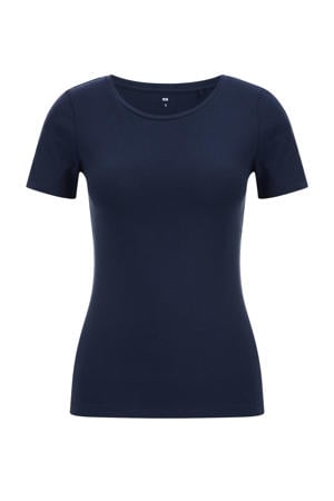 T-shirt met katoen donkerblauw