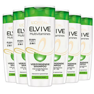 Wehkamp L'Oréal Paris Elvive Multivitamines 2-in-1 shampoo - 6 x 250 ml - voordeelverpakking aanbieding