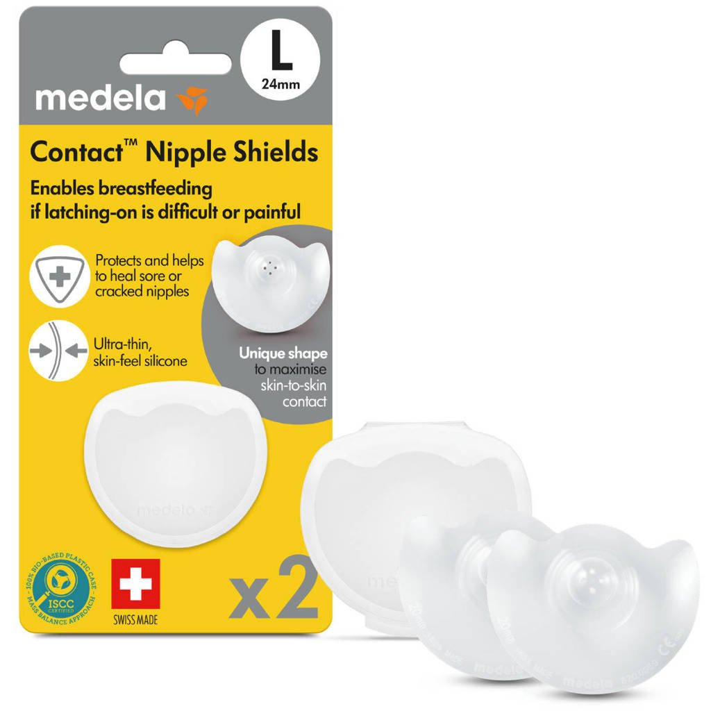 Medela Contact tepelhoedjes L (24 mm) inclusief bewaardoosje (2 stuks), Transparant