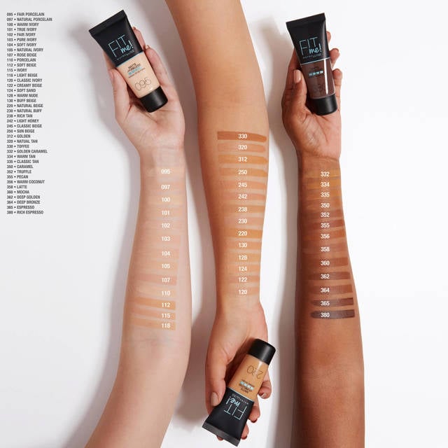 maybelline new york fit me matte   poreless foundation shades