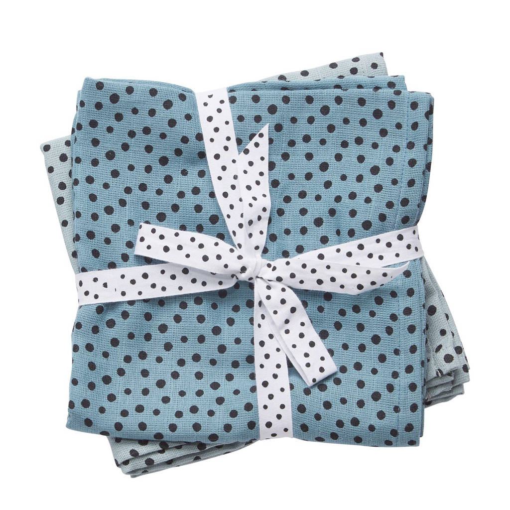 Done by Deer Happy Dots hydrofiele monddoekjes 70x70 cm (2 stuks) blauw, Blauw