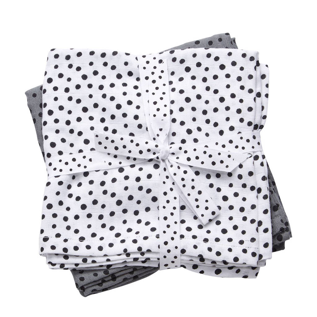 Done by Deer Happy Dots hydrofiele monddoekjes 70x70 cm (2 stuks) grijs, Grijs