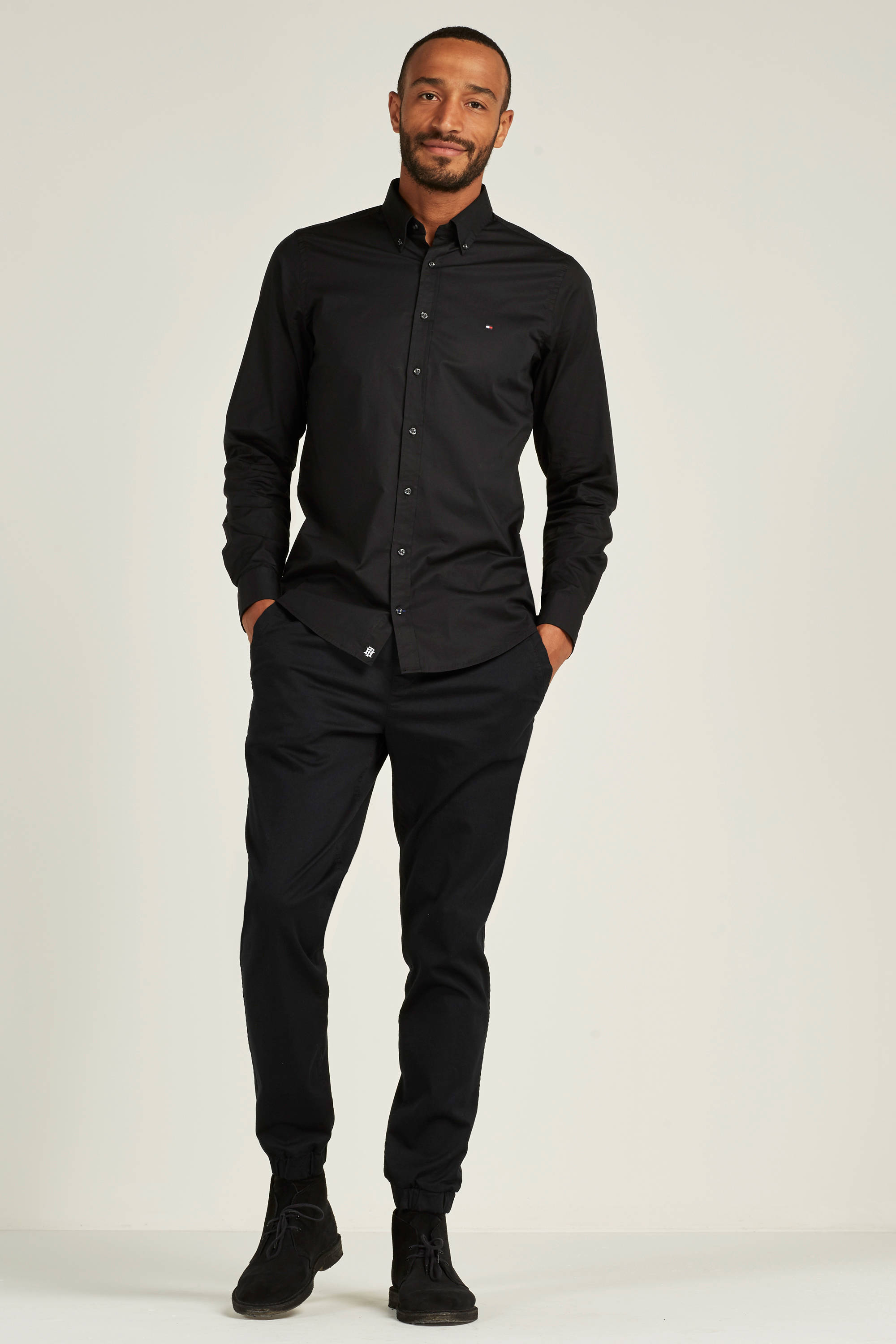 Tommy Hilfiger Heren Katoenen Overhemd Black Heren