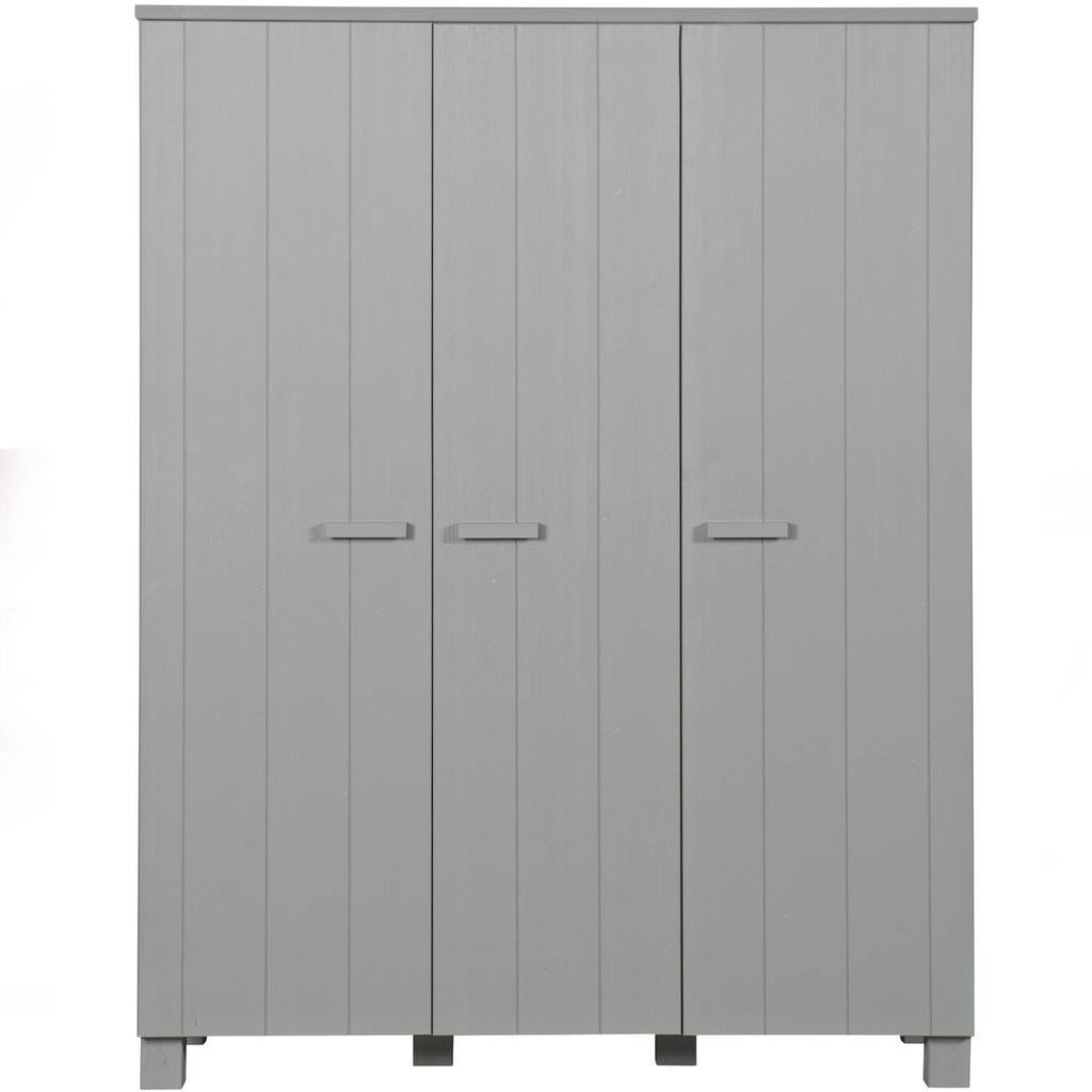 WOOOD WOOOD Dennis 3-Deurs Kast - Grenen - Betongrijs - 202x158x55