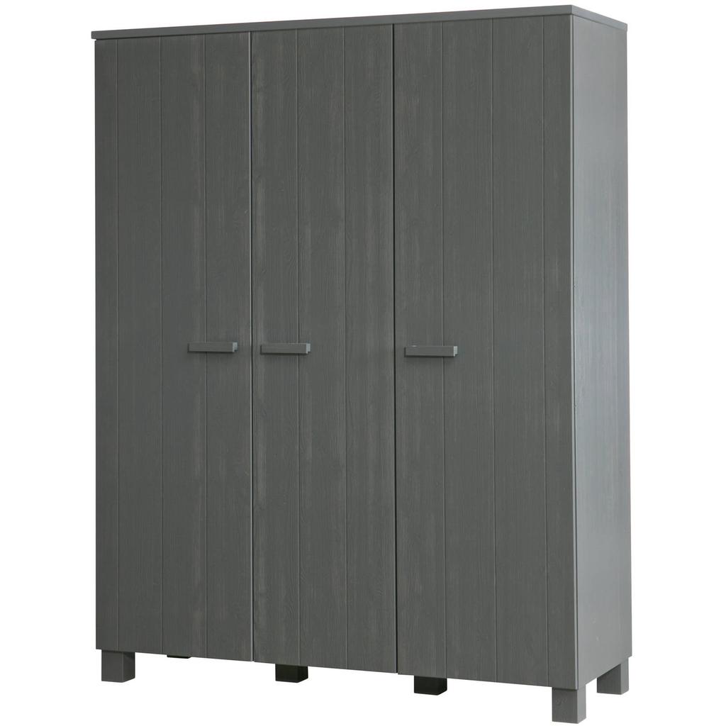 WOOOD WOOOD Dennis 3-Deurs Kast - Grenen - Betongrijs - 202x158x55