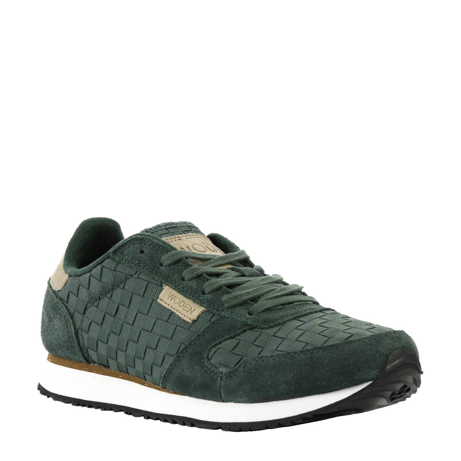 Woden Ydun Croco Shiny leren sneakers met crocoprint ecru - Schoenen.nl