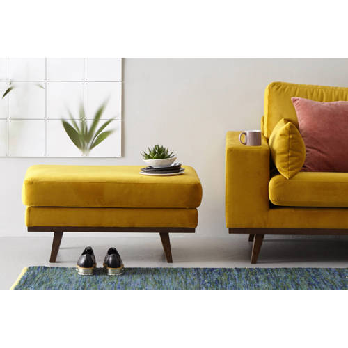 NOUS Living hocker Torino velours - Okergeel