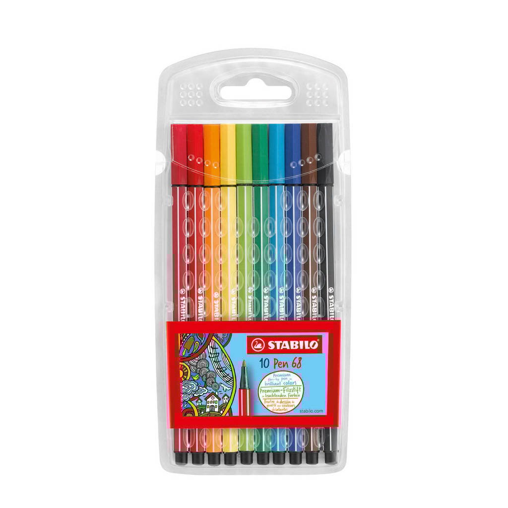Stabilo pen 68 viltstiften (10 st.), Rood