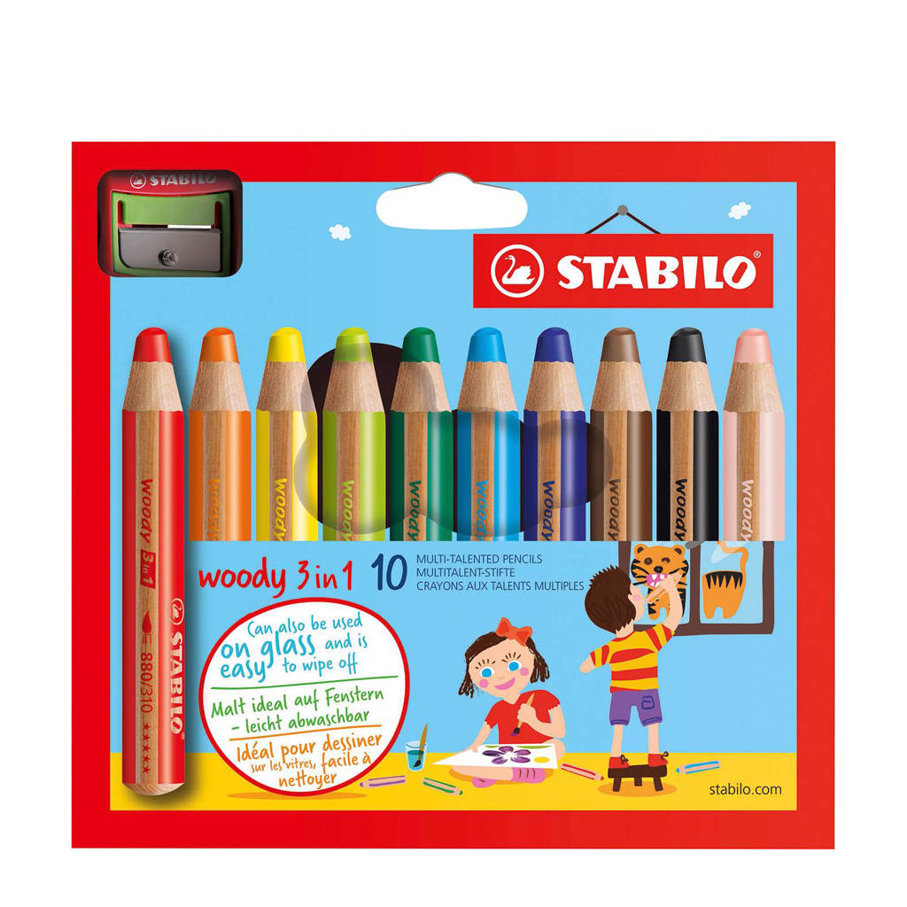 STABILO Woody potloden incl. puntenslijper (10 st.)