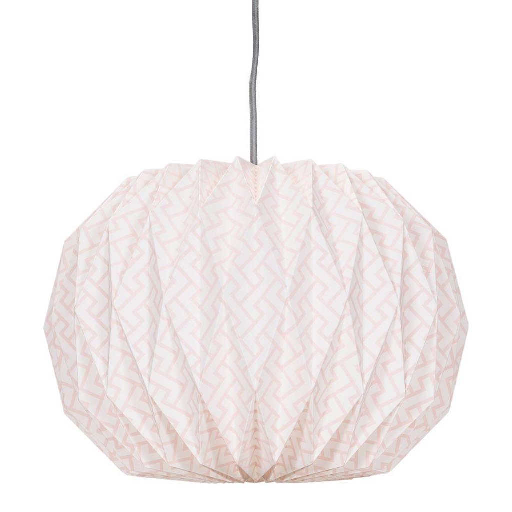 Kidsdepot lampenkap Origami (Ø35x18 cm), Wit/roze