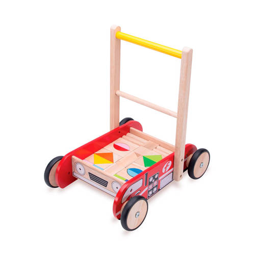 Wonderworld Houten Brandweer Loop En Blokkenwagen wonderworld kopen in de aanbieding