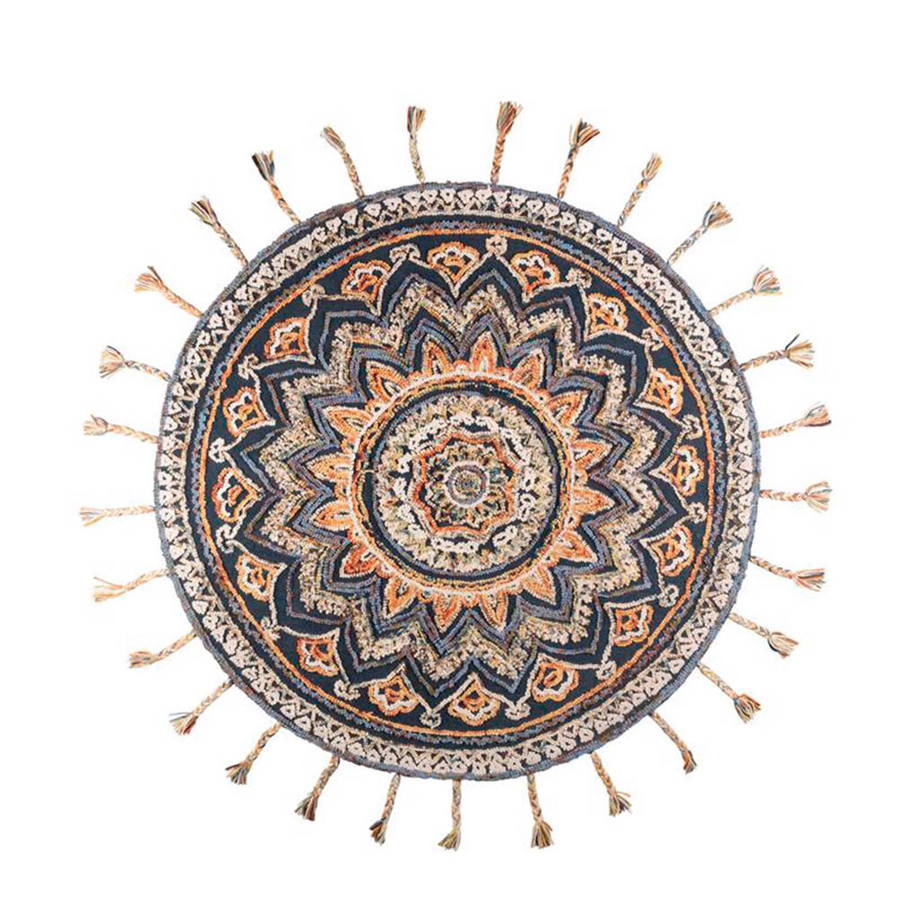 Dutchbone vloerkleed Pix (�170 cm), Geel/blauw/oranje/wit